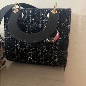 Elegant Black Tweed Handbag